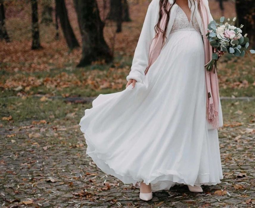 SUKNIA ŚLUBNA ciążowa boho