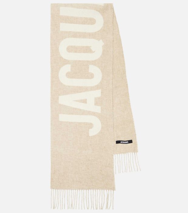 Шарф Jacquemus Logo Jacquard Fringed Edge Scarf Beige