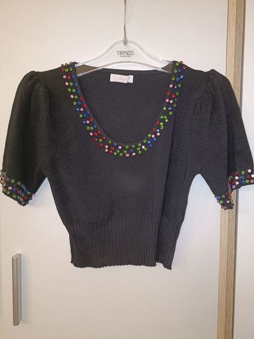 Sweterek z cyrkoniami do xl