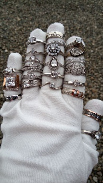 Срібні колечка 925 проба. Містік топаз, гранат ,топаз, улексит.