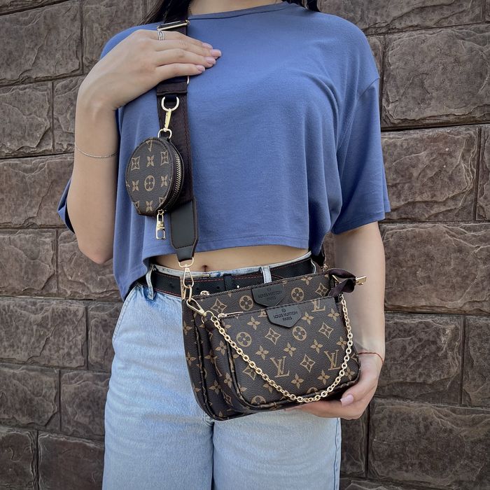 Брендова жіноча сумка трансформер Louis Vuitton 3 в 1 Multi Pochette кросбоді через плече