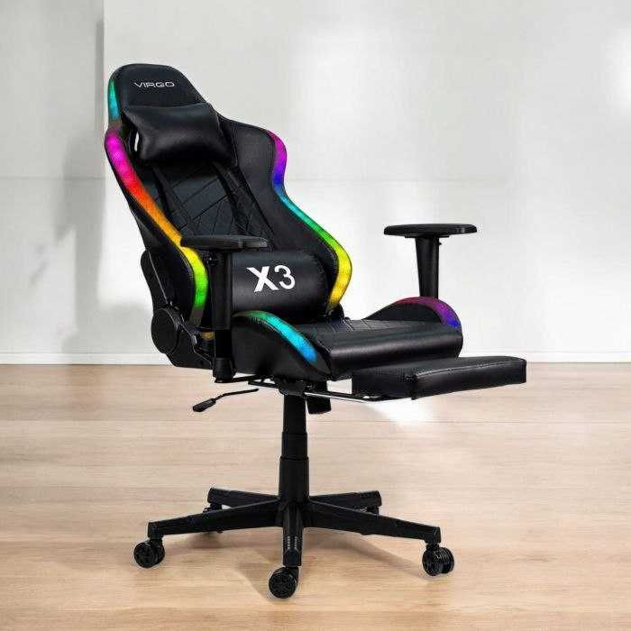 Чорне геймерське крісло Virgo GamePro X3 з LED підсвіткою