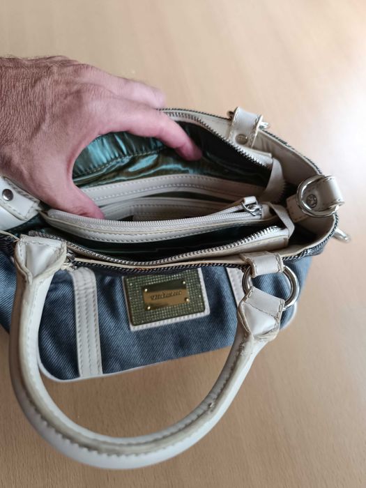 Carteira de senhora RoccoBarocco azul e pérola