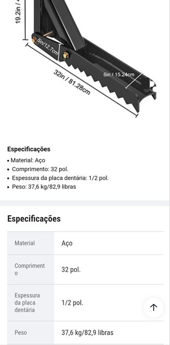 Pinca/polegar/agarra para lança retro/giratória (novo) entrega imediat