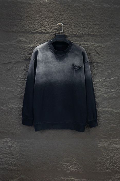 PRADA мужской свитшот черный серый вареный оригинал кофта батник