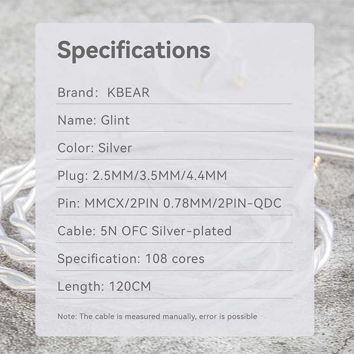 ‼️ KBEAR Glint (2Pin / QDC / MMCX) - сменный кабель для IEMs наушников