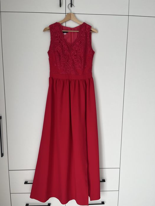 Kobieca, elegancka dluga suknia na studniówkę, połowinki, bal