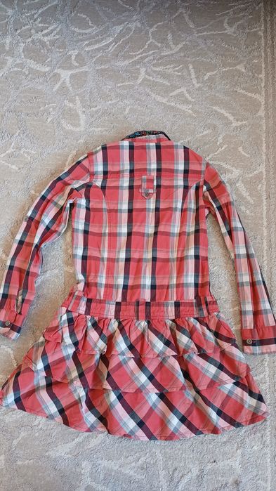 Sukienka koszulowa krata dla małej damy rozm. 140