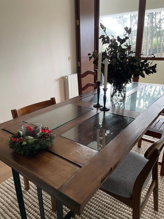 Mesa jantar madeira maciça feita de porta antiga