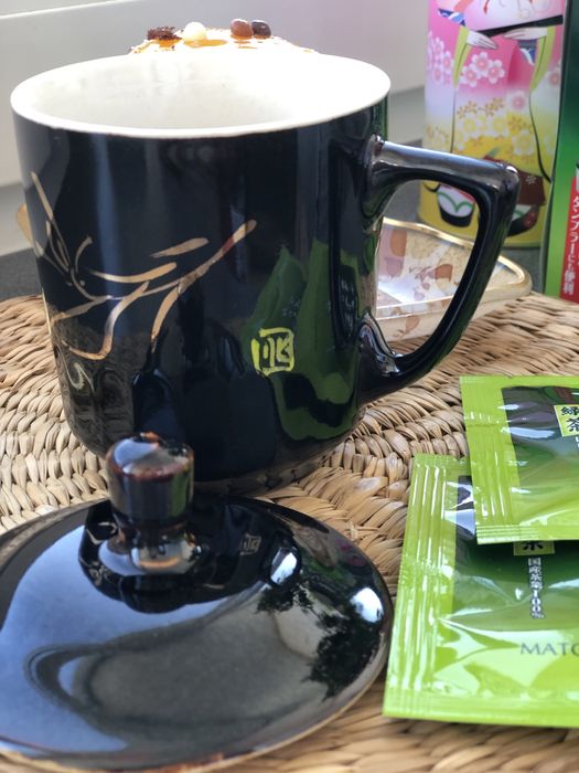 Винтажная японская чашка с крышкой. Заварник Япония. Ручная роспись.