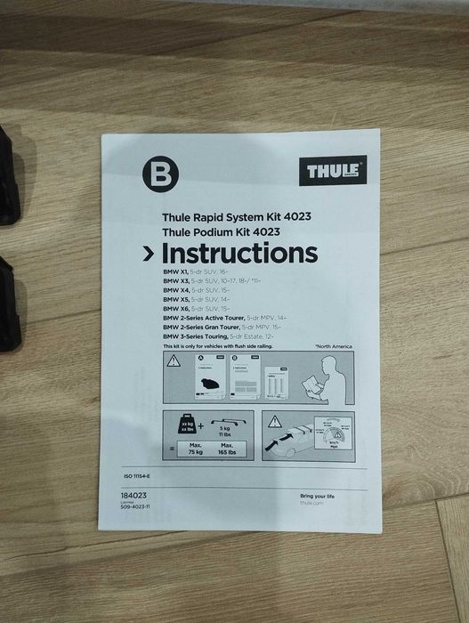 Bagażnik dachowy Thule Bmw 1, 2, 3, X1, X3, X4 X5 iX3 kit 4023