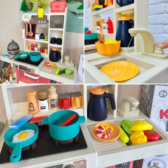 Кому? Дитяча кухня, 43 предмети, 68 см висота, вода в крані, пар