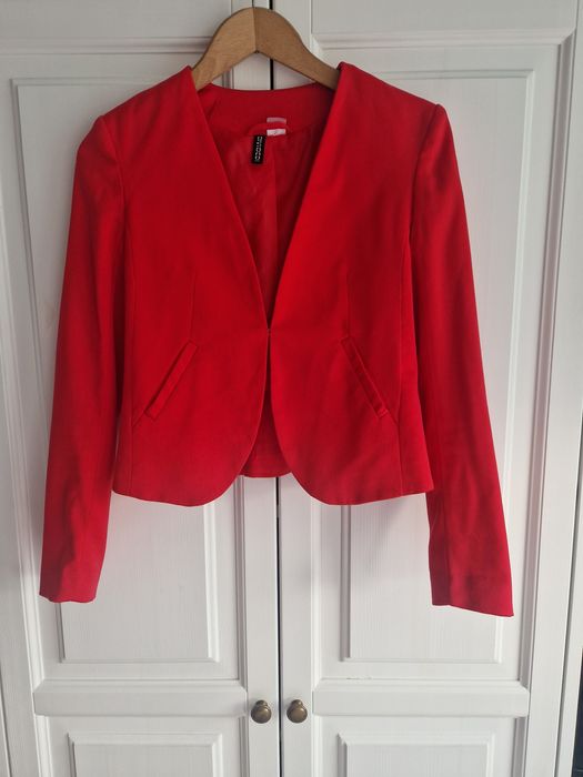 Malinowy żakiet marynarka damska Divided H&M 34 komunia