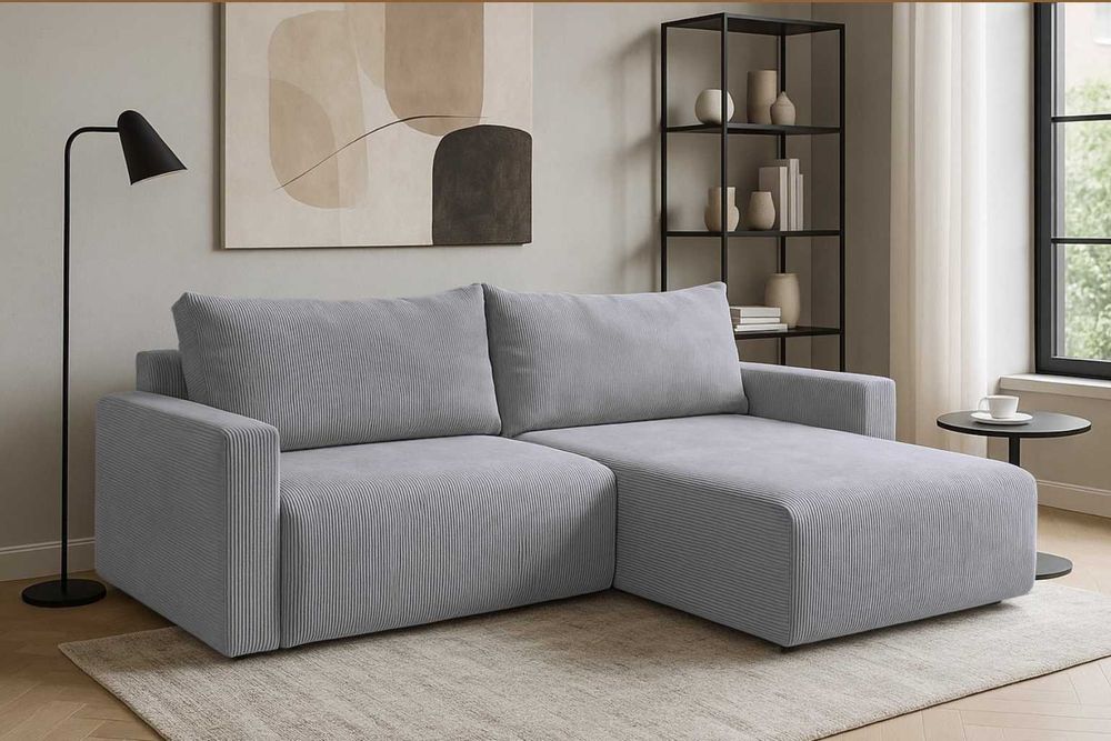 Narożnik Bergamo. Rogówka. Sprężyny bonell, pojemnik, automat, sztruks