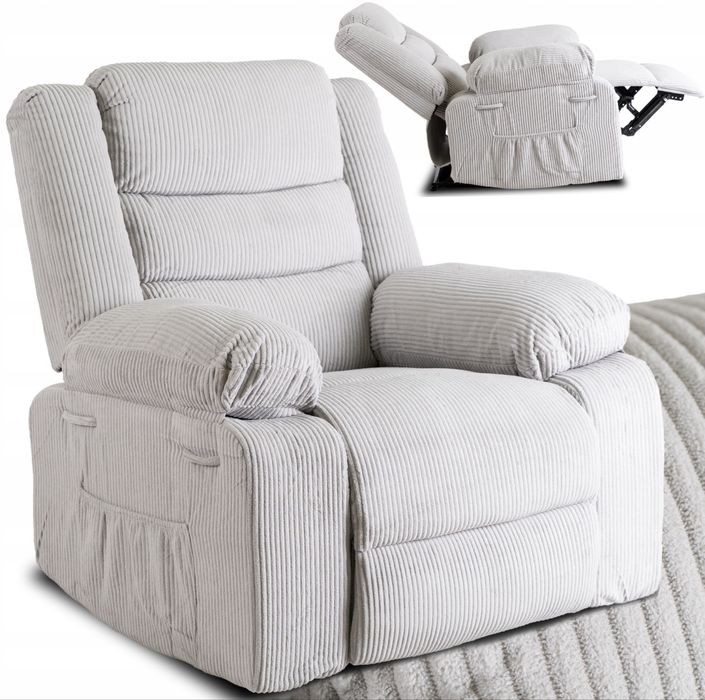 Fotel szary tapicerowany rozkładany wypoczynkowy do spania