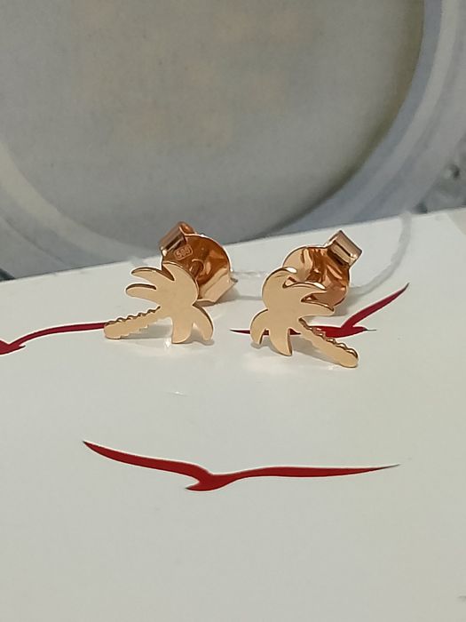 Золотые серьги-гвоздики ,,Пальмочки"585пробы.
