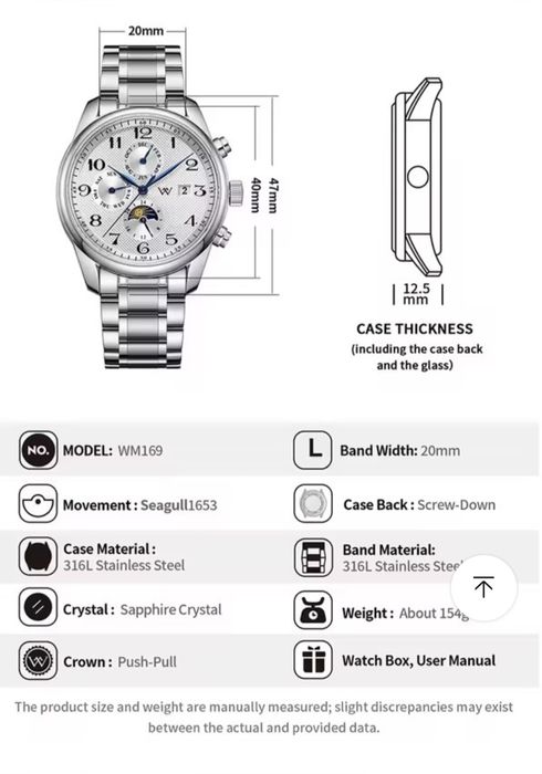Zegarek automatyczny Welly Merck jak Longines