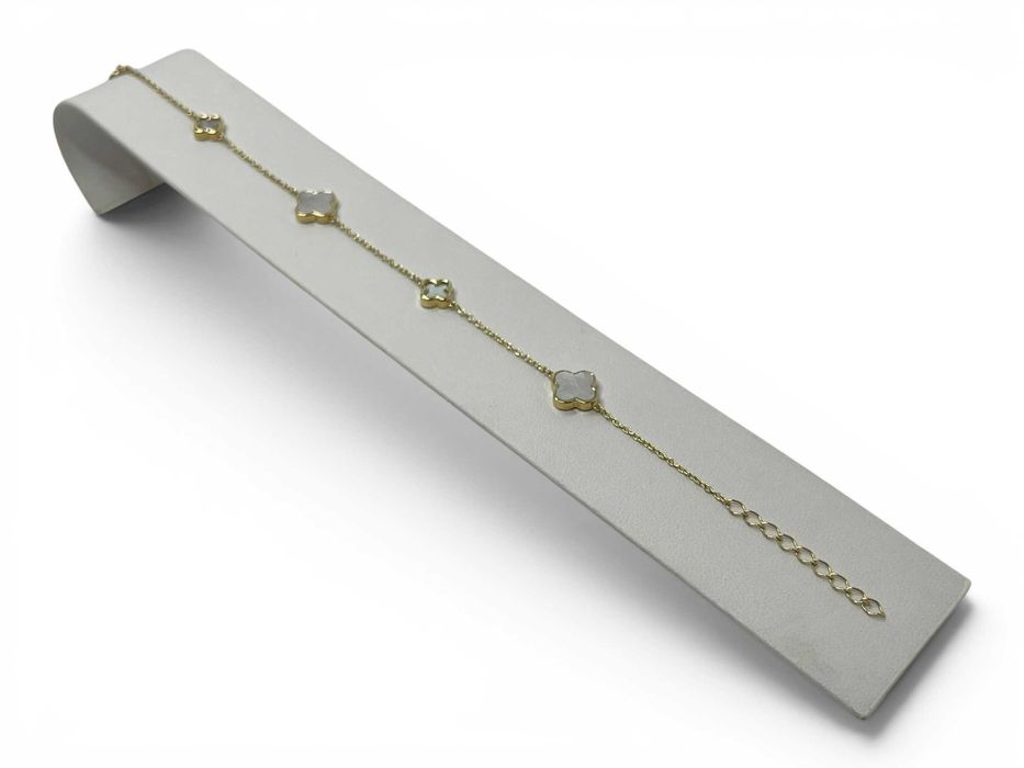 Śliczna, złota bransoletka-koniczynki | p.585 | 17-19cm