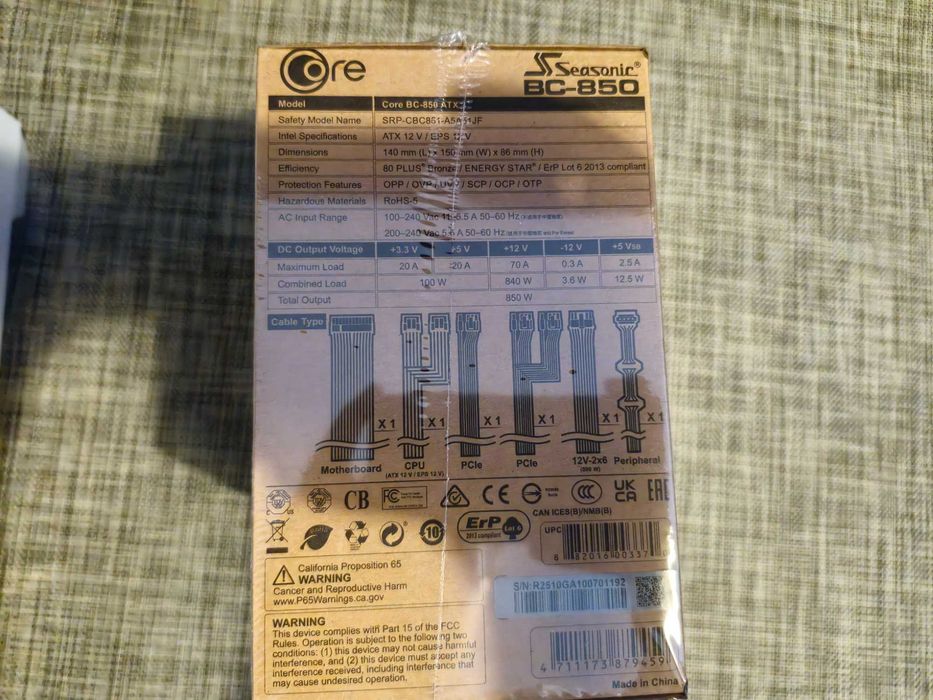 Seasonic Core BC-850W *NOVA E SELADA*
