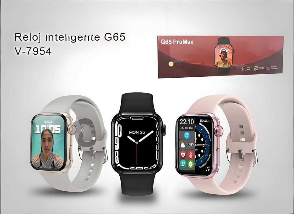 Relógio inteligente G65 Pro Max, pulseira silicone, várias cores