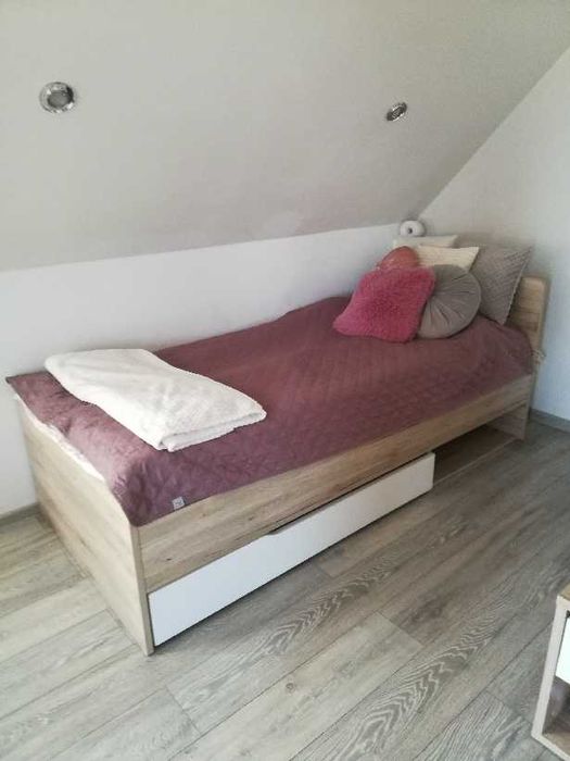 Łóżko młodzieżowe 100x200, Dąb Naturalny, Stan Idealny, GRATISY