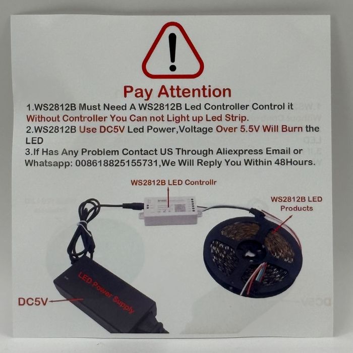 WS2812B Taśma LED, Adresowalna 60 diod/m, czarne PCB, DC 5V