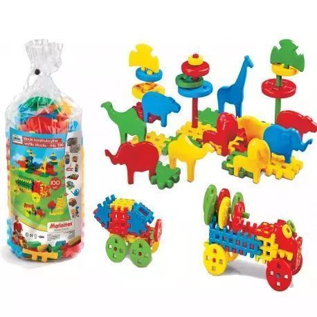 Klocki konstrukcyjne Wafle, 100 elementów. Mario-inex. Nowy Produkt