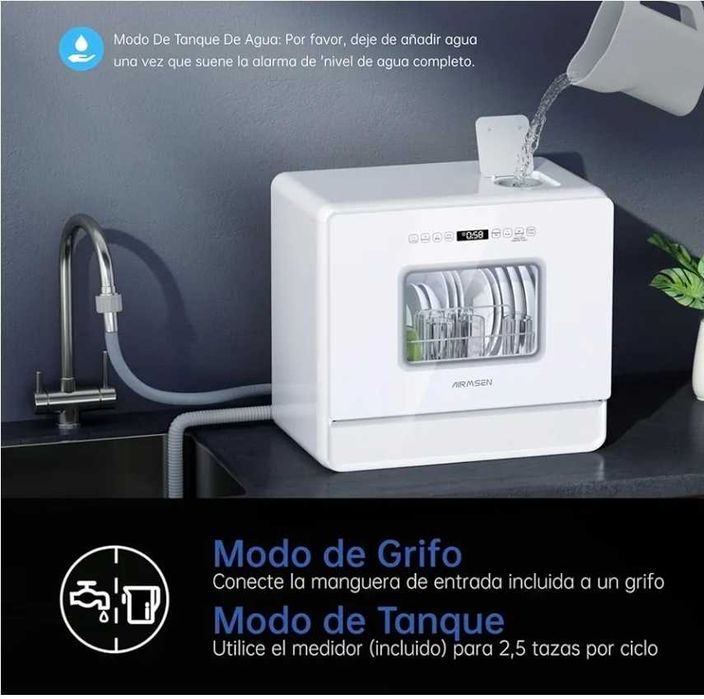 AIRMSEN Lava-loucas Portátil Pequeno com 7+2 Prgramas
