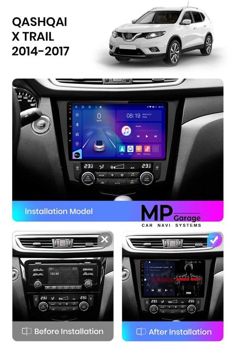 Nissan X-Trail/Qashqai Nawigacja Android11 Carplay/AndroidAuto 4G Qled
