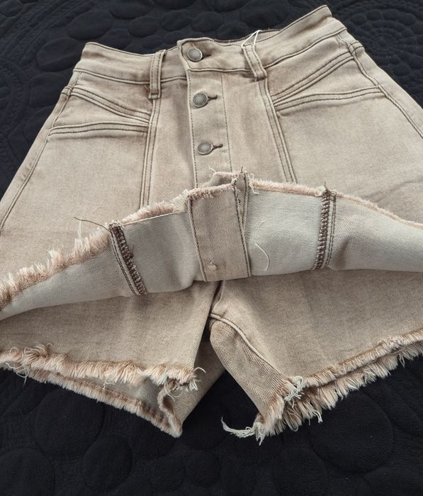 Spódnico spodenki jeans beżowe guziki xs