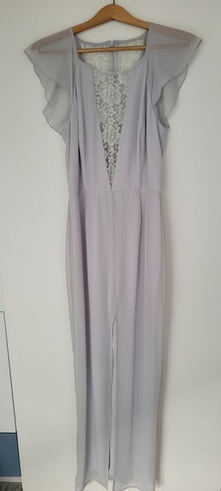 Sprzedam długą szarą suknię rozm.38