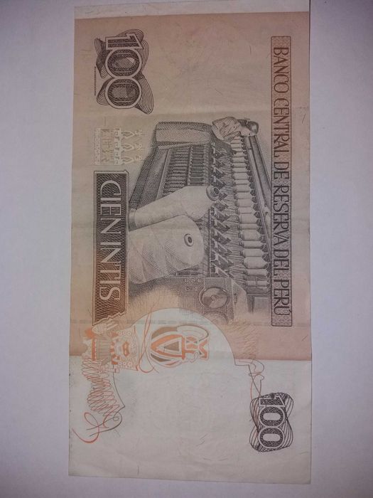 Продаю купюру в 100 Инти Перу 1987 года выпуска.