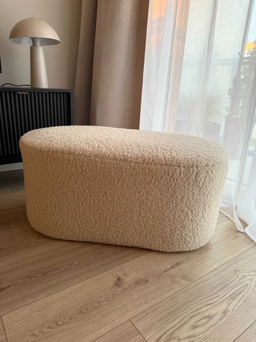 Pufa OREBO 84x45 naturalna biel/tkanina pluszowa