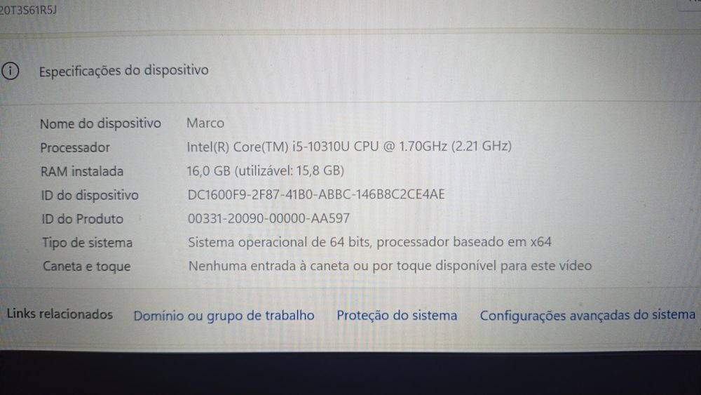 Portátil THINKPAD X13 Core i5 vpro