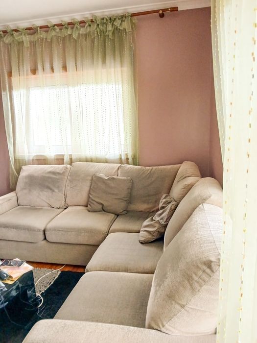 Sofa de canto cor bege