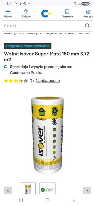Wełna Isover Super Mata 150mm. 3.72 m2