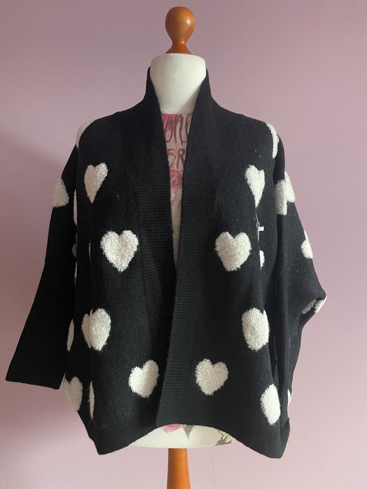 Cudny sweter kardigan 3D w serduszka oversize 40/42/44/46/48/50