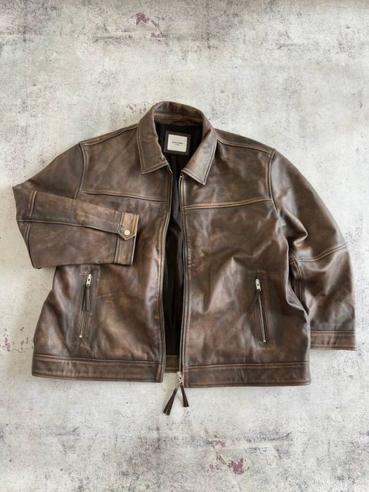 Новая кожаная куртка Jack & Jones оригинал Размер 3XL
