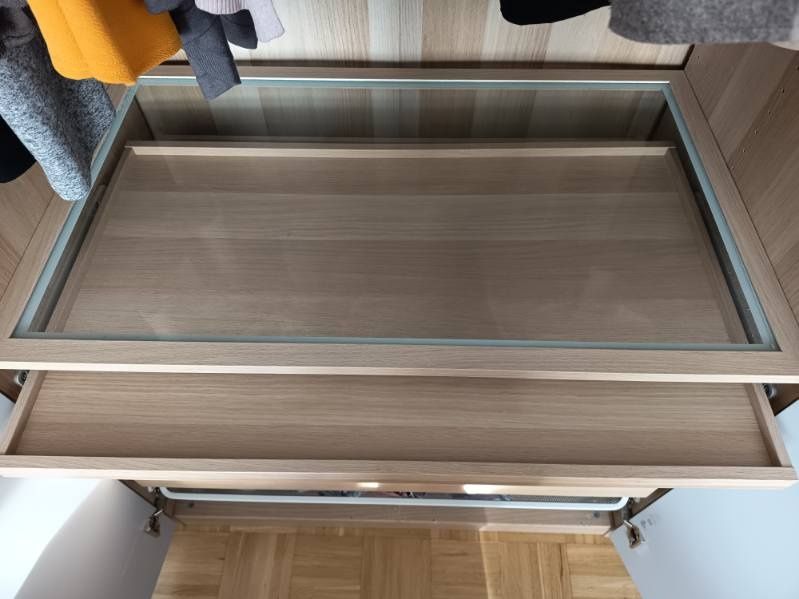 Wysuwana półka z wkładem IKEA KOMPLEMENT + półka szklana