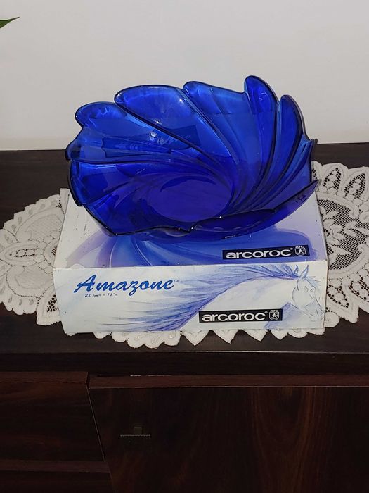 Patera szkło, kolor kobaltowy, oryginalna francuska