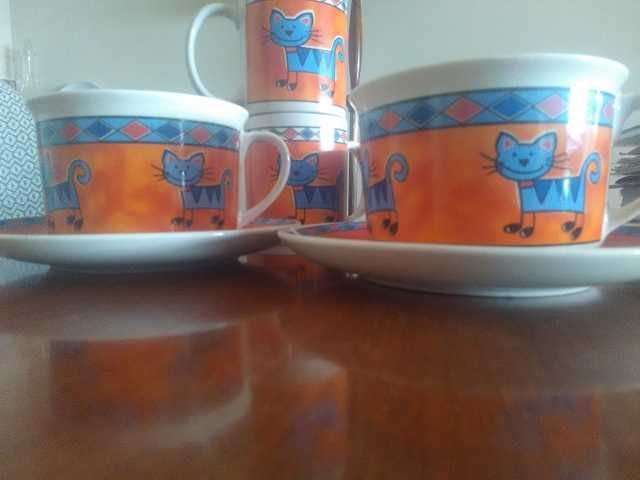 Conjunto de loiça com gatos (7 peças)