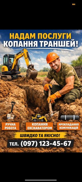 Надам послуги, копання землі.