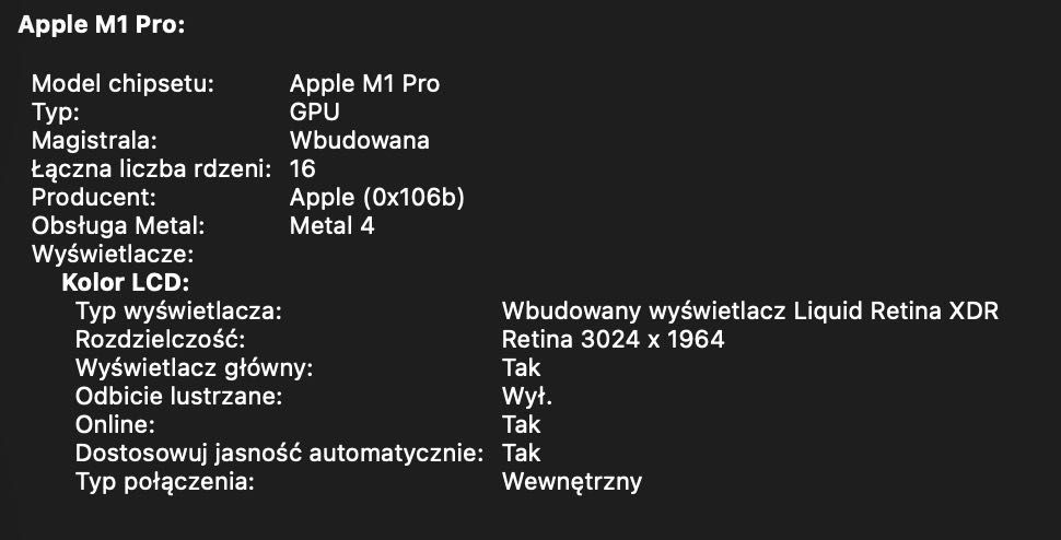 MacBook Pro 14" 2021 M1 PRO 10 CPU / 16 GPU / 32 RAM / SSD 1 TB