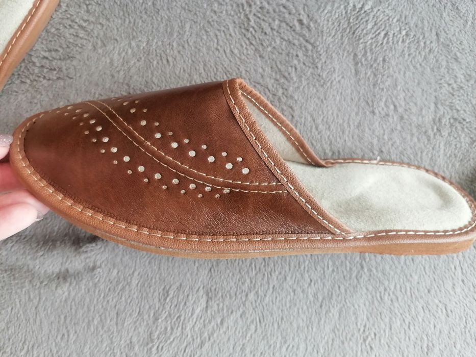 Nowe męskie ciepłe 46 kapcie góralskie kożuch profilowane