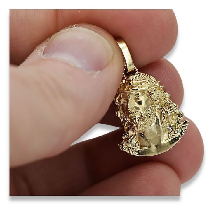 Złota zawieszka ikona Jezusa 14k 585 żółtego złota pj004y 15mm Gdańsk