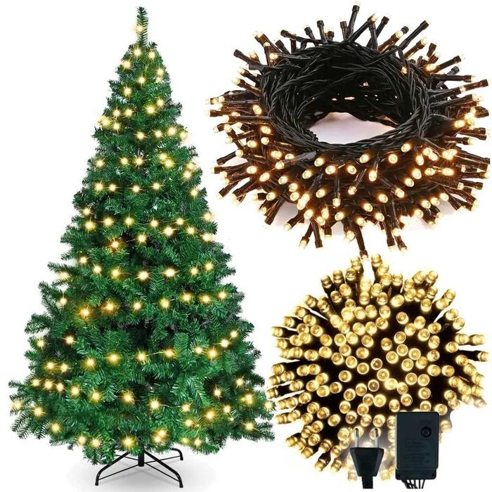 Lampki choinkowe 100 led wew zewn ciepły biały 9m programator 8 trybów