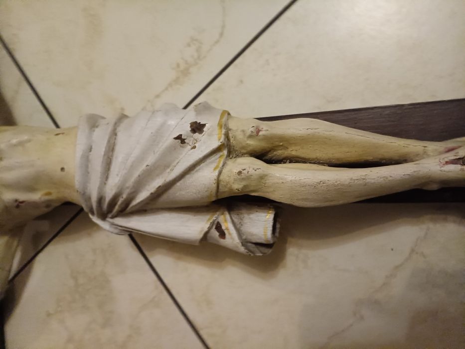 Stary krzyż 116 cm Jezus drewno XIX wiek
