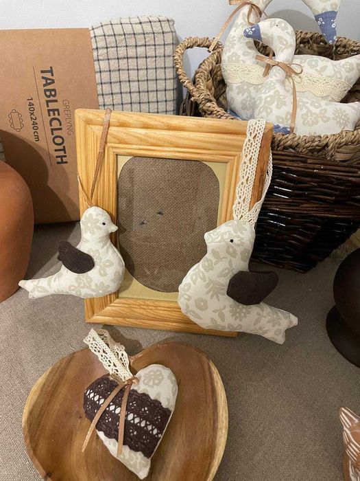 Komplet dekoracji handmade – gąski, ptaszki i serduszko