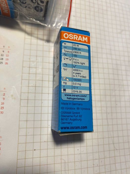 Osram Halostar Starlite 12V 20w G4 Capsule Lamp 10szt