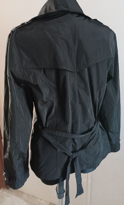 Płaszcz dwurzędowy trencz czarny rozmiar XL